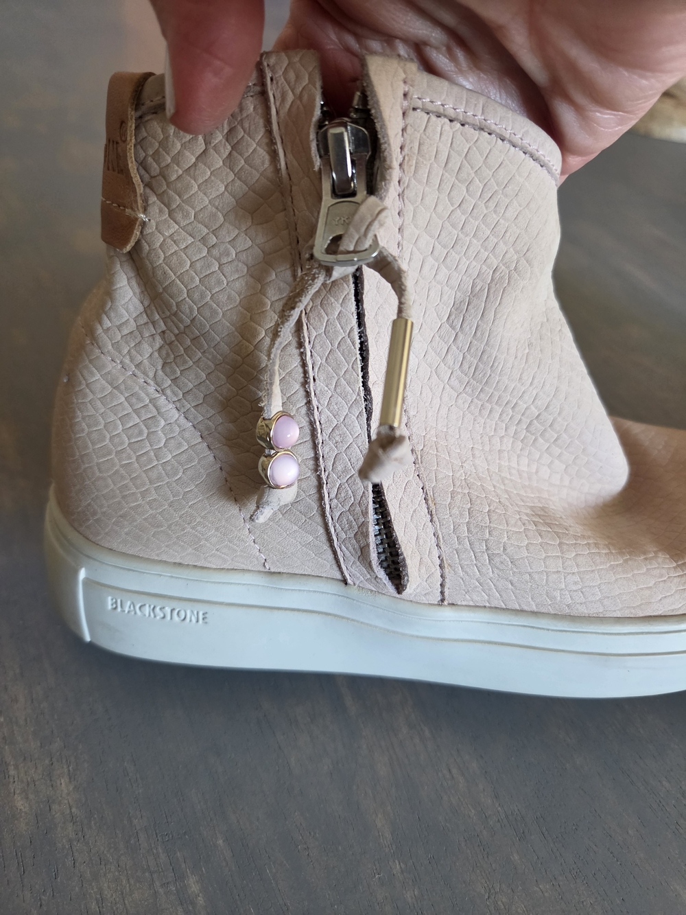 Blackstone Women’s Textured Slip-On Ankle Booties in Light Pink Cream - Picture 2 of 14